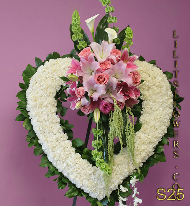  gorgeous funeral open heart white and pink arrangement sympathy occasion to Hollywood Hills Memorial Park