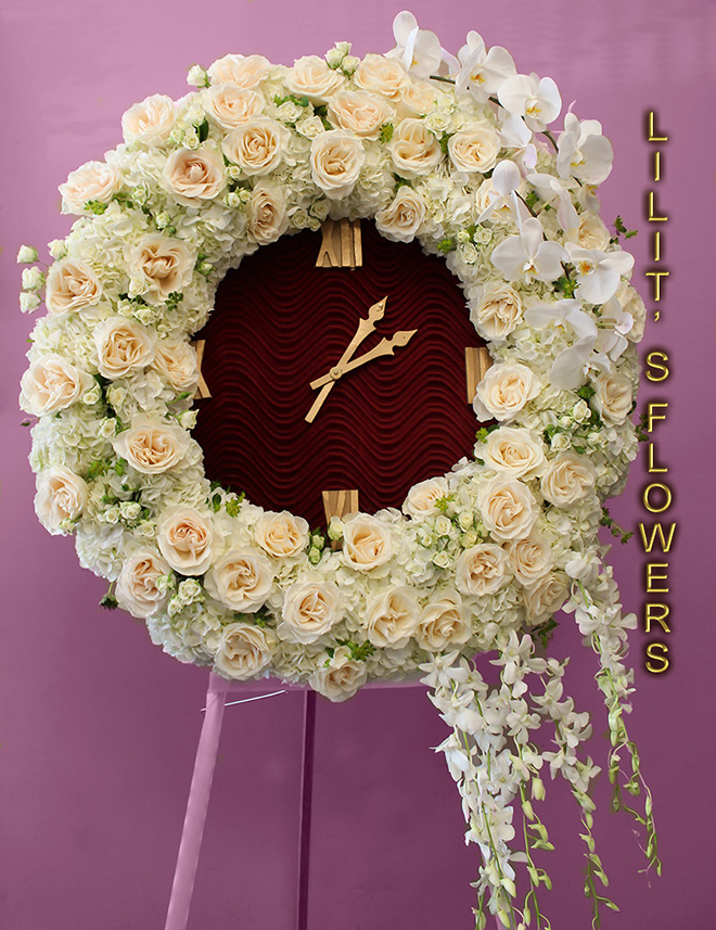 Funeral Florist in Los Angeles, CA Flower Delivery - beautiful spray  - beautiful funeral clock composed of white orchids and white roses-
Lilit's Flowers is the premier sympathy flower shop for Los Angeles, CA and the surrounding towns. Order flowers online from Glendale Florist for same day local flower delivery from conveniently located shops in Southern California to send flowers to Glendale, Los Angeles,  Hollywood, Echo Park, Silver Lake, Atwater Village, Burbank, Sherman Oaks, La Cañada, Flintridge, Pasadena, San Marino, Alhambra, Arcadia, Thousand Oaks, Tarzana, Tujunga, La Crescenta,Toluca Lake and more.

Make sure to share with us your arrangement.
 https://goo.gl/maps/Jgj1JeCetJv - white clock - sympathy flowers Los Angeles, CA